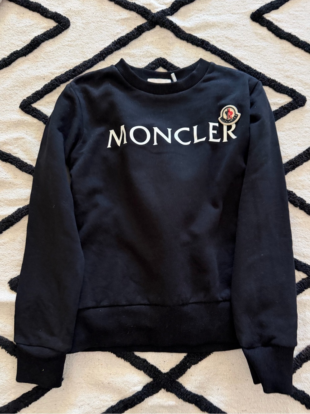 Moncler Black Crewneck Sweatshirt with Logo Patch